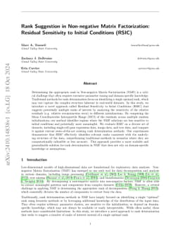 Rank Suggestion in Non-negative Matrix Factorization: Residual
  Sensitivity to Initial Conditions (RSIC)