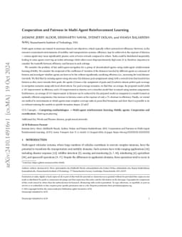 Cooperation and Fairness in Multi-Agent Reinforcement Learning