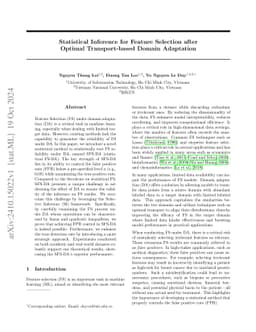 Statistical Inference for Feature Selection after Optimal
  Transport-based Domain Adaptation