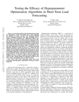 Testing the Efficacy of Hyperparameter Optimization Algorithms in
  Short-Term Load Forecasting