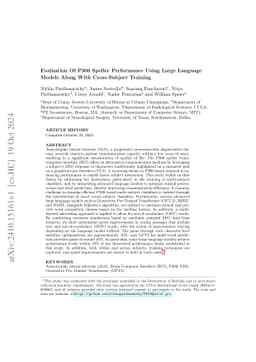 Evaluation Of P300 Speller Performance Using Large Language Models Along
  With Cross-Subject Training