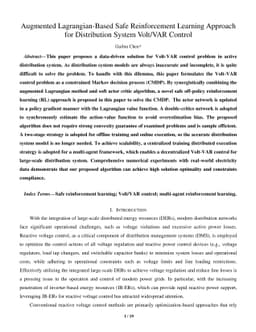 Augmented Lagrangian-Based Safe Reinforcement Learning Approach for
  Distribution System Volt/VAR Control