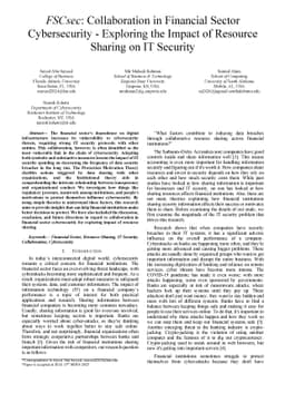 FSCsec: Collaboration in Financial Sector Cybersecurity -- Exploring the
  Impact of Resource Sharing on IT Security