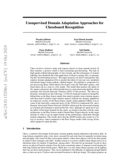 Unsupervised Domain Adaptation Approaches for Chessboard Recognition