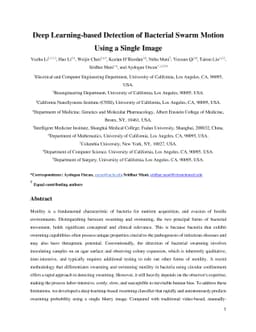 Deep Learning-based Detection of Bacterial Swarm Motion Using a Single
  Image