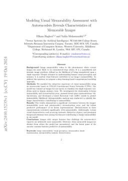 Modeling Visual Memorability Assessment with Autoencoders Reveals Characteristics of Memorable Images