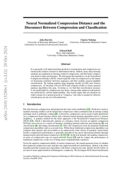 Neural Normalized Compression Distance and the Disconnect Between
  Compression and Classification