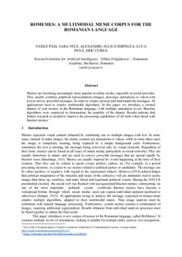 RoMemes: A multimodal meme corpus for the Romanian language