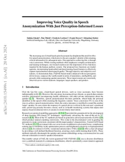 Improving Voice Quality in Speech Anonymization With Just
  Perception-Informed Losses