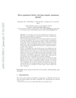 Does quantum lattice sieving require quantum RAM?