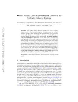 Online Pseudo-Label Unified Object Detection for Multiple Datasets
  Training