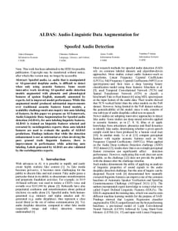 ALDAS: Audio-Linguistic Data Augmentation for Spoofed Audio Detection
