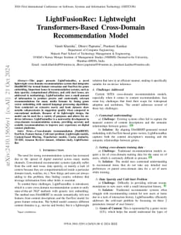 LightFusionRec: Lightweight Transformers-Based Cross-Domain
  Recommendation Model
