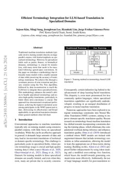 Efficient Terminology Integration for LLM-based Translation in
  Specialized Domains