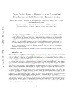 Digital Product Passport Management with Decentralised Identifiers and
  Verifiable Credentials