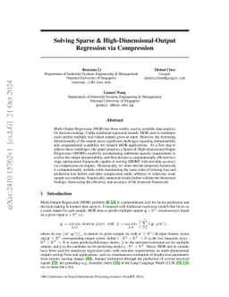 Solving Sparse \& High-Dimensional-Output Regression via Compression