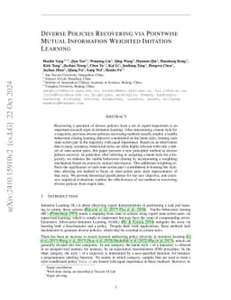 Diverse Policies Recovering via Pointwise Mutual Information Weighted
  Imitation Learning