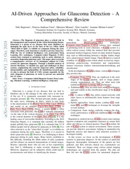 AI-Driven Approaches for Glaucoma Detection -- A Comprehensive Review