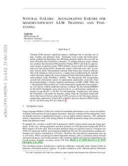 Natural GaLore: Accelerating GaLore for memory-efficient LLM Training
  and Fine-tuning