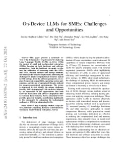 On-Device LLMs for SMEs: Challenges and Opportunities