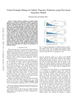 Critical Example Mining for Vehicle Trajectory Prediction using
  Flow-based Generative Models