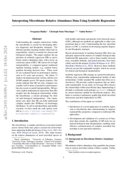 Interpreting Microbiome Relative Abundance Data Using Symbolic
  Regression