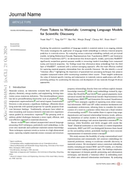 From Tokens to Materials: Leveraging Language Models for Scientific
  Discovery