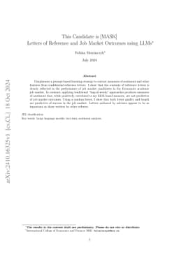 This Candidate is [MASK]. Letters of Reference and Job Market Outcomes
  using LLMs