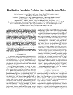 Hotel Booking Cancellation Prediction Using Applied Bayesian Models