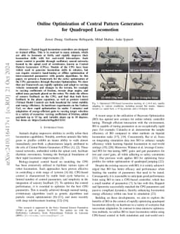 Online Optimization of Central Pattern Generators for Quadruped
  Locomotion