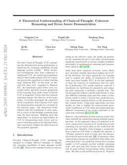 A Theoretical Understanding of Chain-of-Thought: Coherent Reasoning and
  Error-Aware Demonstration