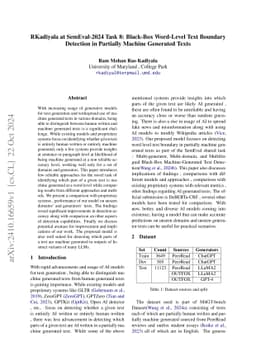 RKadiyala at SemEval-2024 Task 8: Black-Box Word-Level Text Boundary
  Detection in Partially Machine Generated Texts