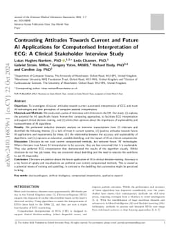 Contrasting Attitudes Towards Current and Future AI Applications for
  Computerised Interpretation of ECG: A Clinical Stakeholder Interview Study