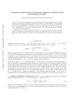 Extremal Eigenvalues of Random Kernel Matrices with Polynomial Scaling
