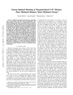 Energy-Optimal Planning of Waypoint-Based UAV Missions -- Does Minimum
  Distance Mean Minimum Energy?