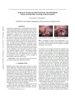 Surgical Scene Segmentation by Transformer With Asymmetric Feature
  Enhancement