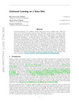Continual Learning on a Data Diet