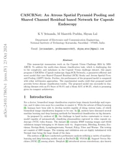 CASCRNet: An Atrous Spatial Pyramid Pooling and Shared Channel Residual
  based Network for Capsule Endoscopy