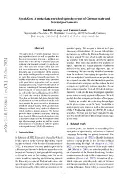 SpeakGer: A meta-data enriched speech corpus of German state and federal
  parliaments
