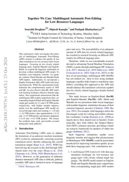 Together We Can: Multilingual Automatic Post-Editing for Low-Resource
  Languages