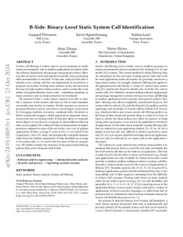 B-Side: Binary-Level Static System Call Identification