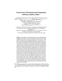 Assessment of Developmental Dysgraphia Utilising a Display Tablet