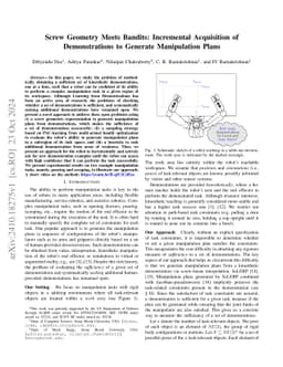 Screw Geometry Meets Bandits: Incremental Acquisition of Demonstrations
  to Generate Manipulation Plans