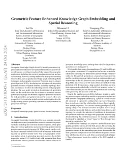 Geometric Feature Enhanced Knowledge Graph Embedding and Spatial
  Reasoning