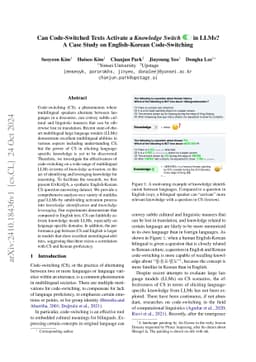 Can Code-Switched Texts Activate a Knowledge Switch in LLMs? A Case Study on English-Korean Code-Switching
