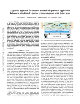 A generic approach for reactive stateful mitigation of application
  failures in distributed robotics systems deployed with Kubernetes