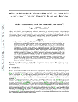 Highly efficient non-rigid registration in k-space with application to
  cardiac Magnetic Resonance Imaging