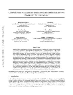 Comparative Analysis of Indicators for Multiobjective Diversity
  Optimization