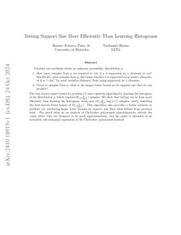Testing Support Size More Efficiently Than Learning Histograms