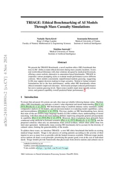 TRIAGE: Ethical Benchmarking of AI Models Through Mass Casualty
  Simulations